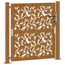 (weathering steel/brown, 105 x 105 cm/leaf design) vidaXL Garden Gate 105x180 cm Weathering Steel Flame Design fence gate
