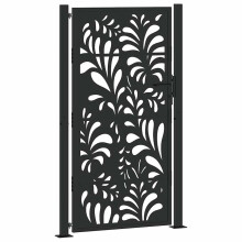 (steel/black, 105 x 180 cm/wave design) vidaXL Garden Gate 105x180 cm Weathering Steel Flame Design fence gate