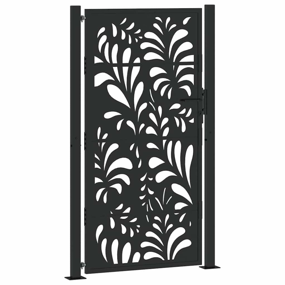 Vidaxl (Steel/Black, 105 X 180 Cm/Wave Design) Garden Gate 105X180 Cm Weathering Steel Flame Design Fence Gate
