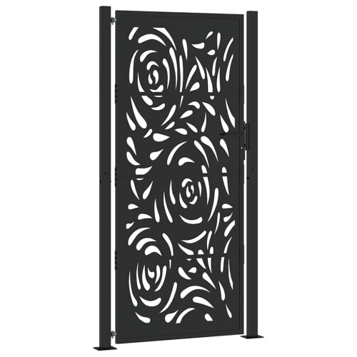 VidaXL vidaXL Gartentor Schwarz 100x200 cm Stahl Flammendesign