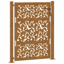 (weathering steel/brown, 105 x 130 cm/leaf design) vidaXL Garden Gate 105x180 cm Weathering Steel Flame Design fence gate