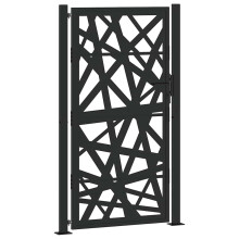 (steel/black, 105 x 180 cm/light design) vidaXL Garden Gate 105x180 cm Weathering Steel Flame Design fence gate