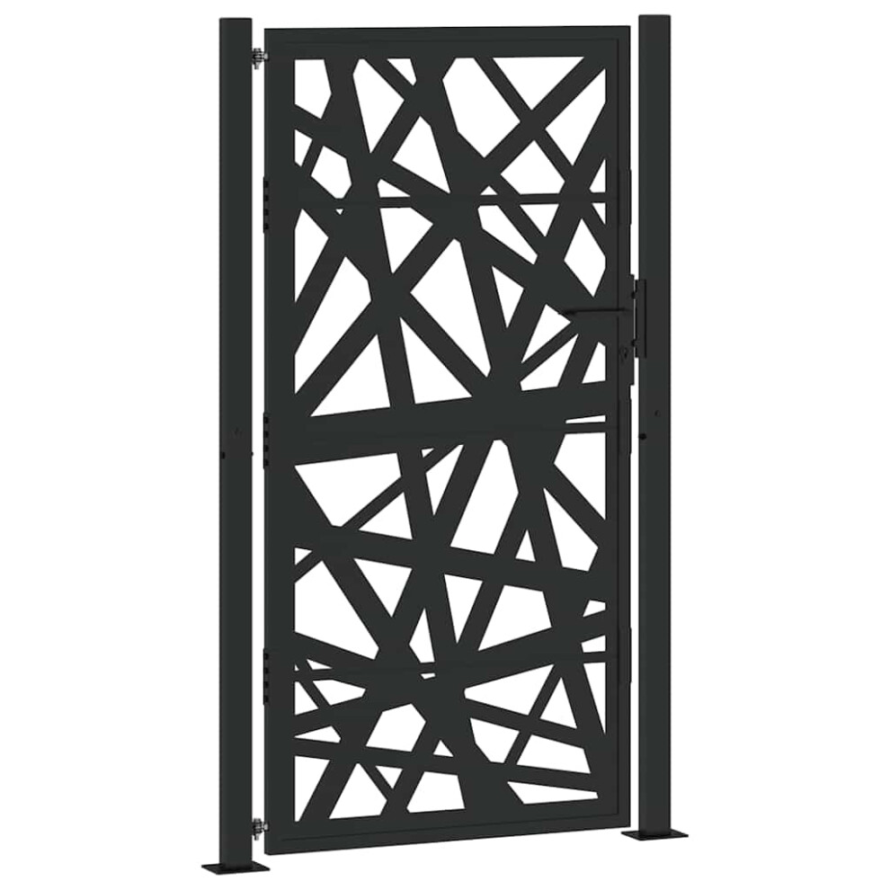 Vidaxl (Steel/Black, 105 X 180 Cm/Light Design) Garden Gate 105X180 Cm Weathering Steel Flame Design Fence Gate