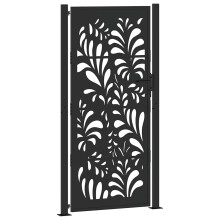 (steel/black, 105 x 205 cm/wave design) vidaXL Garden Gate 105x180 cm Weathering Steel Flame Design fence gate