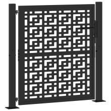 (steel/black, 105 x 106 cm/cross design) vidaXL Garden Gate 105x180 cm Weathering Steel Flame Design fence gate