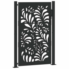 (steel/black, 105 x 155 cm/wave design) vidaXL Garden Gate 105x180 cm Weathering Steel Flame Design fence gate