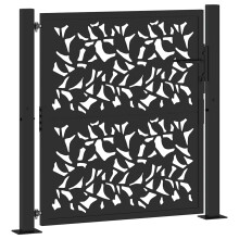 (steel/black, 105 x 106 cm/leaf design) vidaXL Garden Gate 105x180 cm Weathering Steel Flame Design fence gate