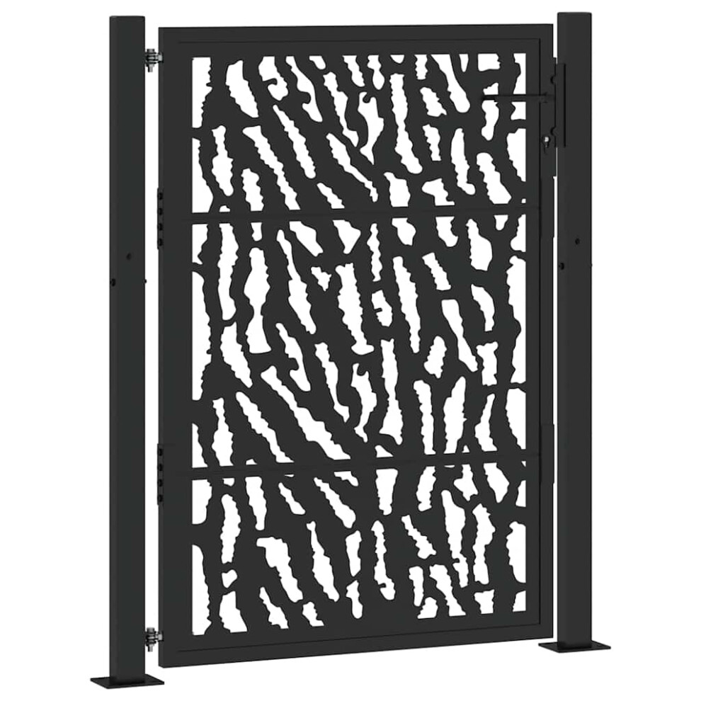 Vidaxl (Steel/Black, 105 X 130 Cm/Trace Design) Garden Gate 105X180 Cm Weathering Steel Flame Design Fence Gate