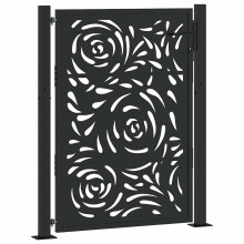 (steel/black, 105 x 130 cm/flame design) vidaXL Garden Gate 105x180 cm Weathering Steel Flame Design fence gate