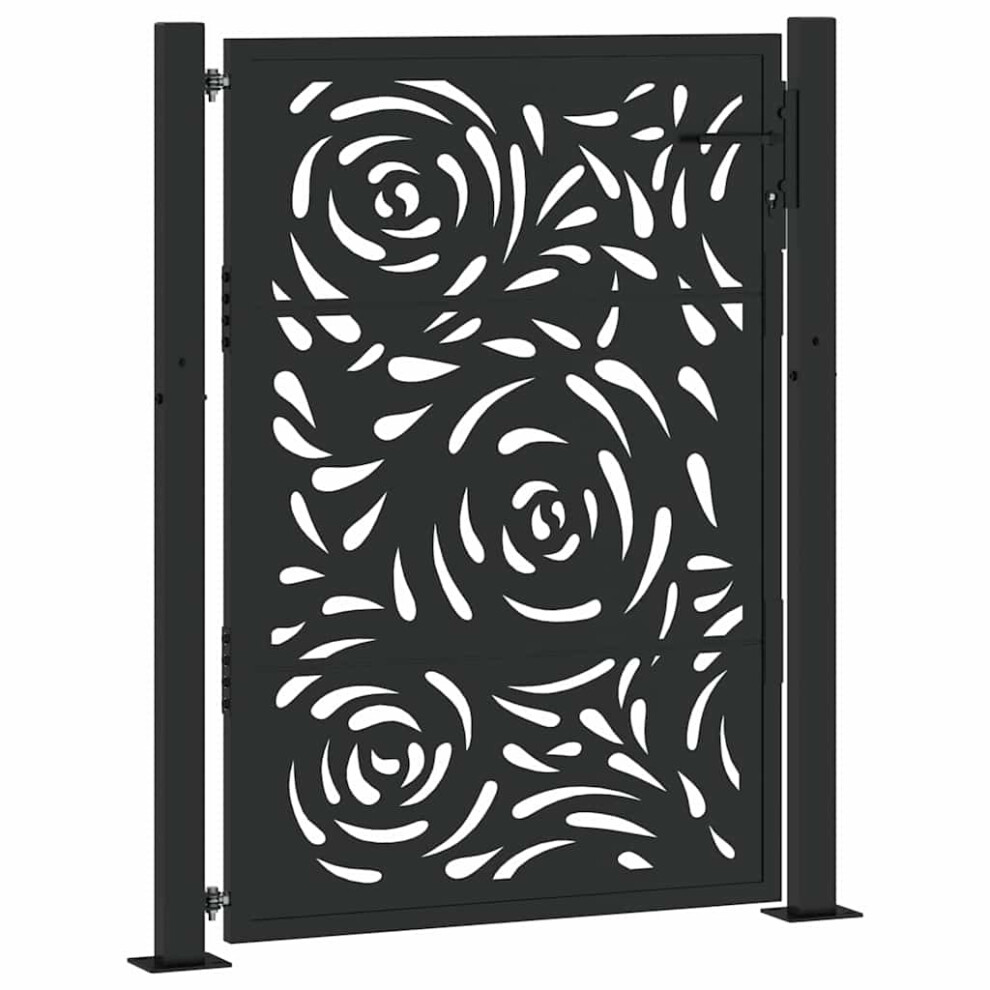 Vidaxl (Steel/Black, 105 X 130 Cm/Flame Design) Garden Gate 105X180 Cm Weathering Steel Flame Design Fence Gate