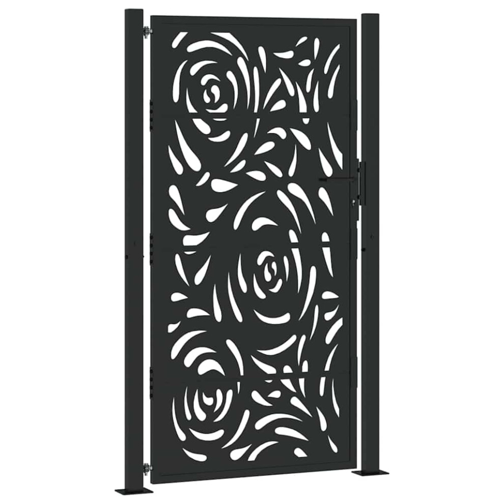 Vidaxl (Steel/Black, 105 X 180 Cm/Flame Design) Garden Gate 105X180 Cm Weathering Steel Flame Design Fence Gate