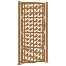(weathering steel/brown, 105 x 205 cm/cross design) vidaXL Garden Gate 105x180 cm Weathering Steel Flame Design fence gate