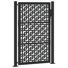 (steel/black, 105 x 155 cm/cross design) vidaXL Garden Gate 105x180 cm Weathering Steel Flame Design fence gate