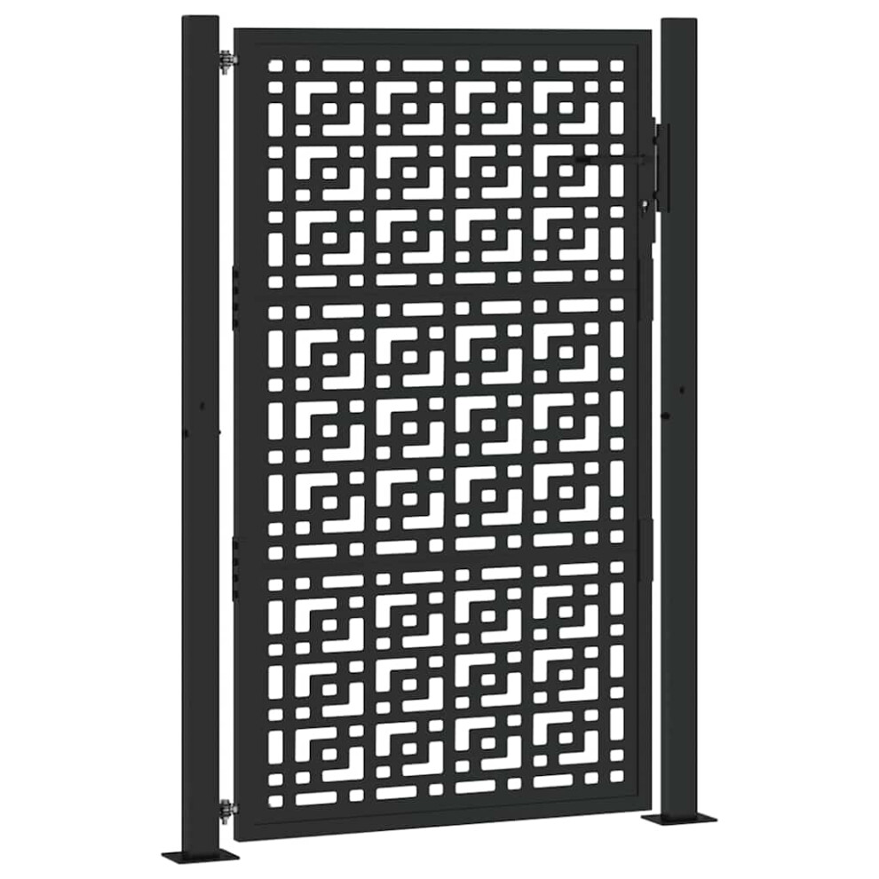 Vidaxl (Steel/Black, 105 X 155 Cm/Cross Design) Garden Gate 105X180 Cm Weathering Steel Flame Design Fence Gate