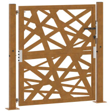(weathering steel/brown, 105 x 105 cm/light design) vidaXL Garden Gate 105x180 cm Weathering Steel Flame Design fence gate