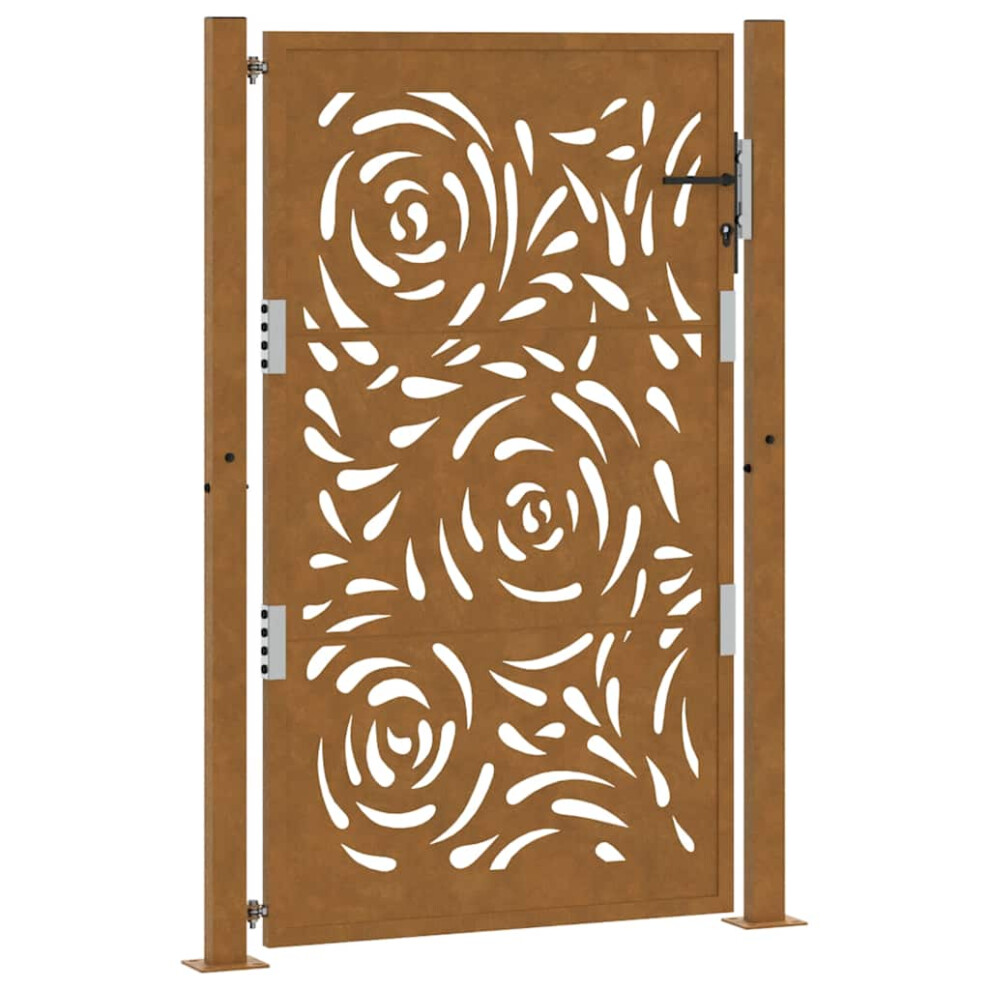 Vidaxl (Weathering Steel/Brown, 105 X 155 Cm/Flame Design) Garden Gate 105X180 Cm Weathering Steel Flame Design Fence Gate