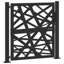 (steel/black, 105 x 106 cm/light design) vidaXL Garden Gate 105x180 cm Weathering Steel Flame Design fence gate