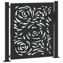 (steel/black, 105 x 106 cm/flame design) vidaXL Garden Gate 105x180 cm Weathering Steel Flame Design fence gate