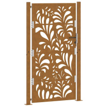 (weathering steel/brown, 105 x 180 cm/wave design) vidaXL Garden Gate 105x180 cm Weathering Steel Flame Design fence gate