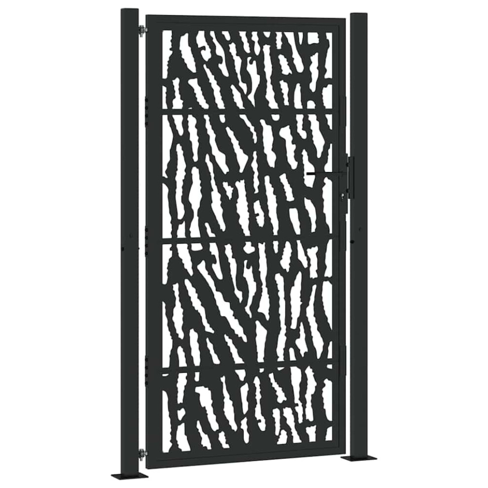 Vidaxl (Steel/Black, 105 X 180 Cm/Trace Design) Garden Gate 105X180 Cm Weathering Steel Flame Design Fence Gate