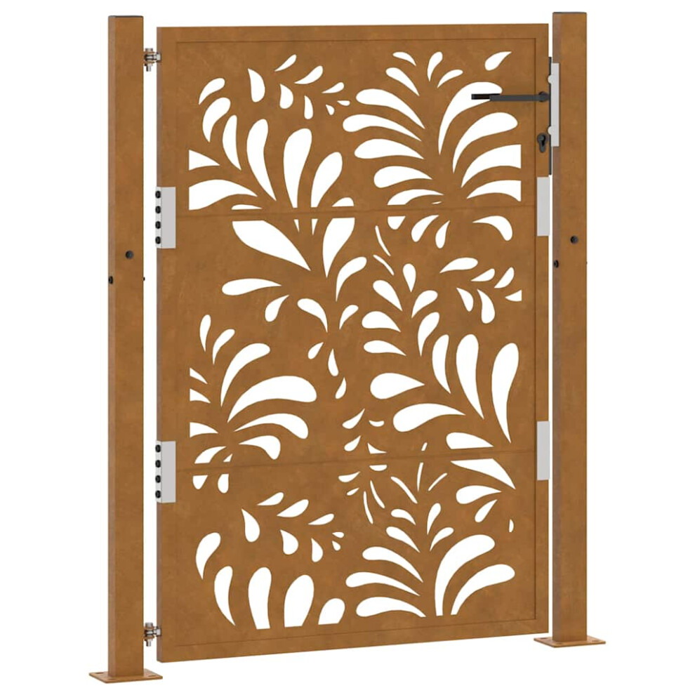 Vidaxl (Weathering Steel/Brown, 105 X 130 Cm/Wave Design) Garden Gate 105X180 Cm Weathering Steel Flame Design Fence Gate