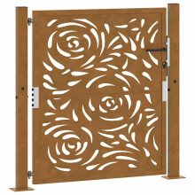 (weathering steel/brown, 105 x 105 cm/flame design) vidaXL Garden Gate 105x180 cm Weathering Steel Flame Design fence gate