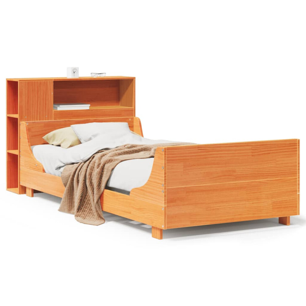 vidaXL Bed Frame without Mattress Bed Wax Brown 90x200 cm Solid Wood Pine