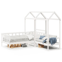 vidaXL Day Bed and Bench Set with Roof Sofa White 80x200 cm Solid Wood Pine