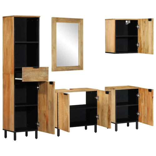 VidaXL vidaXL 5-tlg. Badmöbel-Set Braun Massivholz Mango 1