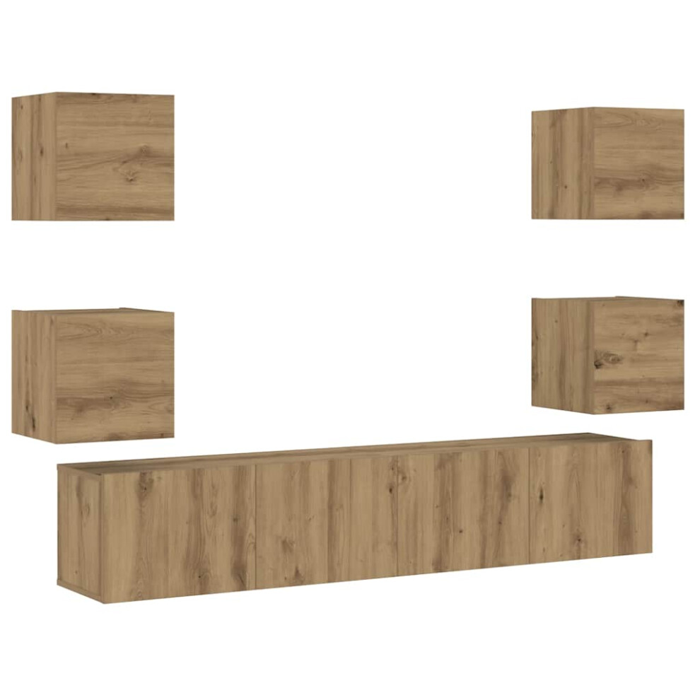 Vidaxl Wall Mounted Tv Cabinets 6 Pcs Artisan Oak Engineered Wood Tv Stand
