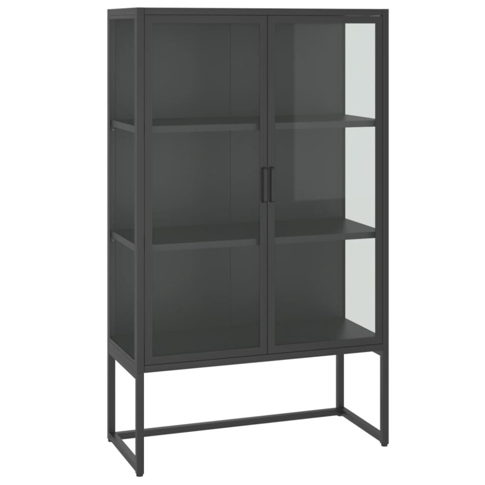 Vidaxl Highboard Anthracite Steel And Tempered Glass Side Storage Cabinet