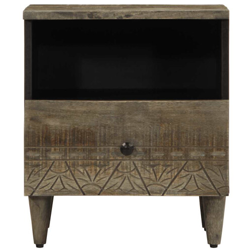 VidaXL vidaXL Bedside Cabinet Light Grey 40x33x46 cm Solid Wood Mango bedside table 1