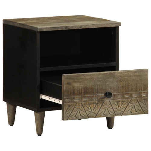 VidaXL vidaXL Bedside Cabinet Light Grey 40x33x46 cm Solid Wood Mango bedside table 2