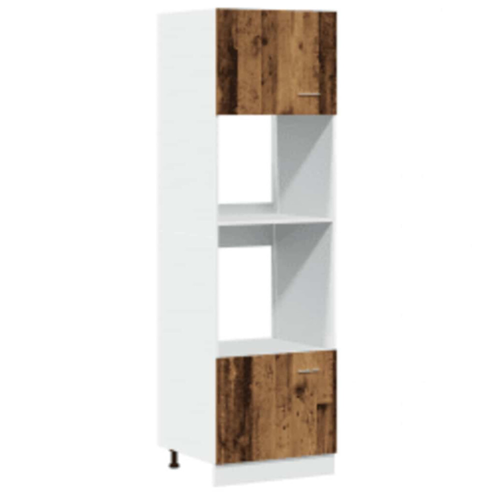 Vidaxl Microwave Cabinet Old Wood 60X57x207 Cm Engineered Wood Cupboard
