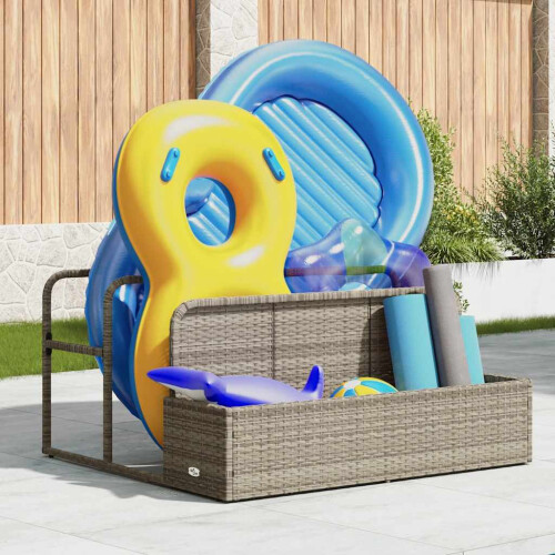 VidaXL vidaXL Poolside Float Storage Light Grey 110x100x57 cm Poly Rattan 2