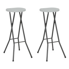 vidaXL 2x Folding Bar Chairs HDPE 35x44x80cm White Outdoor Patio Chair Seat