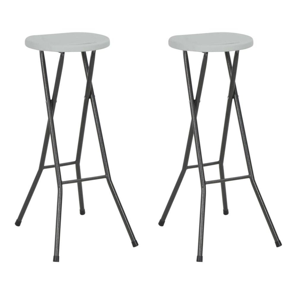 vidaXL 2x Folding Bar Chairs HDPE 35x44x80cm White Outdoor Patio Chair Seat