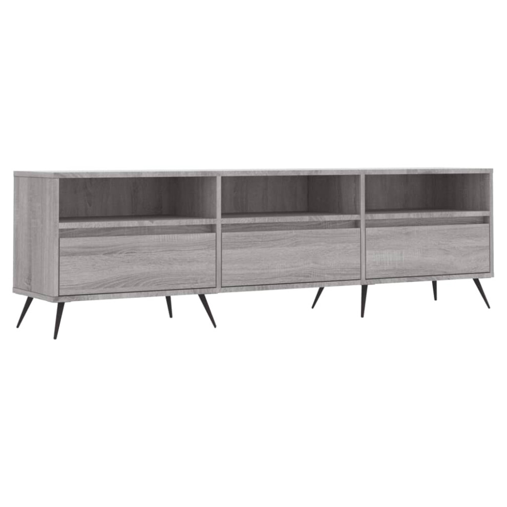 vidaXL TV Cabinet - 3 Drawers - 3 Shelves - Grey Sonoma Wood - 150 x 44.5 x 30cm - Image 2