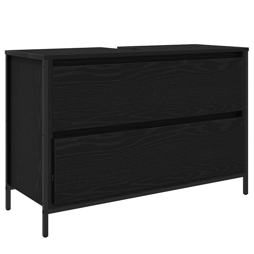 Vidaxl Bathroom Basin Cabinet With Drawers Black Oak 90X34.5x60 Cm