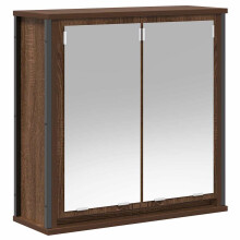 vidaXL Brown Oak Bathroom Wall Cabinet with Mirror, 60x21x60 cm - Dual Mirrors, 2 Shelves, Wall-Mounted