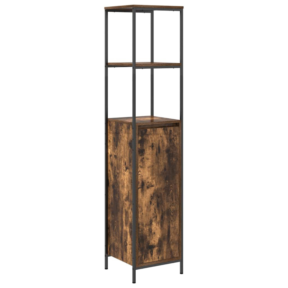 Vidaxl Bathroom Cabinet With Shelves Smoked Oak 36X35x165 Cm