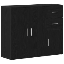 vidaXL Sideboard Black Oak 91x29.5x75 cm Engineered Wood cabinet cupboard
