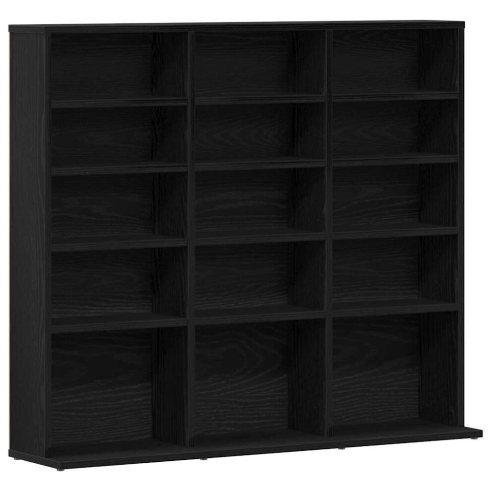 Vidaxl Cd Cabinet Oak 100X23x89.5 Cm Engineered Wood Cd Storage Unit Black 8721158768865