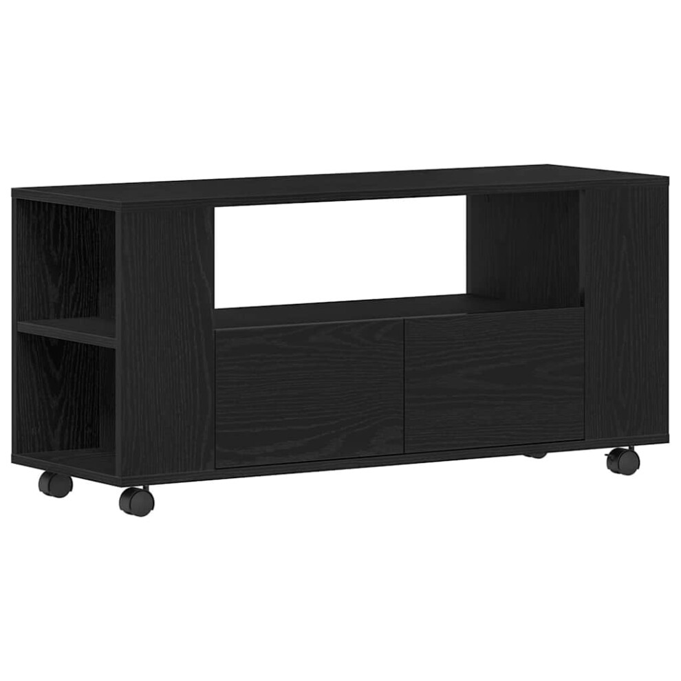 Vidaxl Tv Cabinet With Wheels Black Oak 102X34.5x43 Cm Engineered Wood