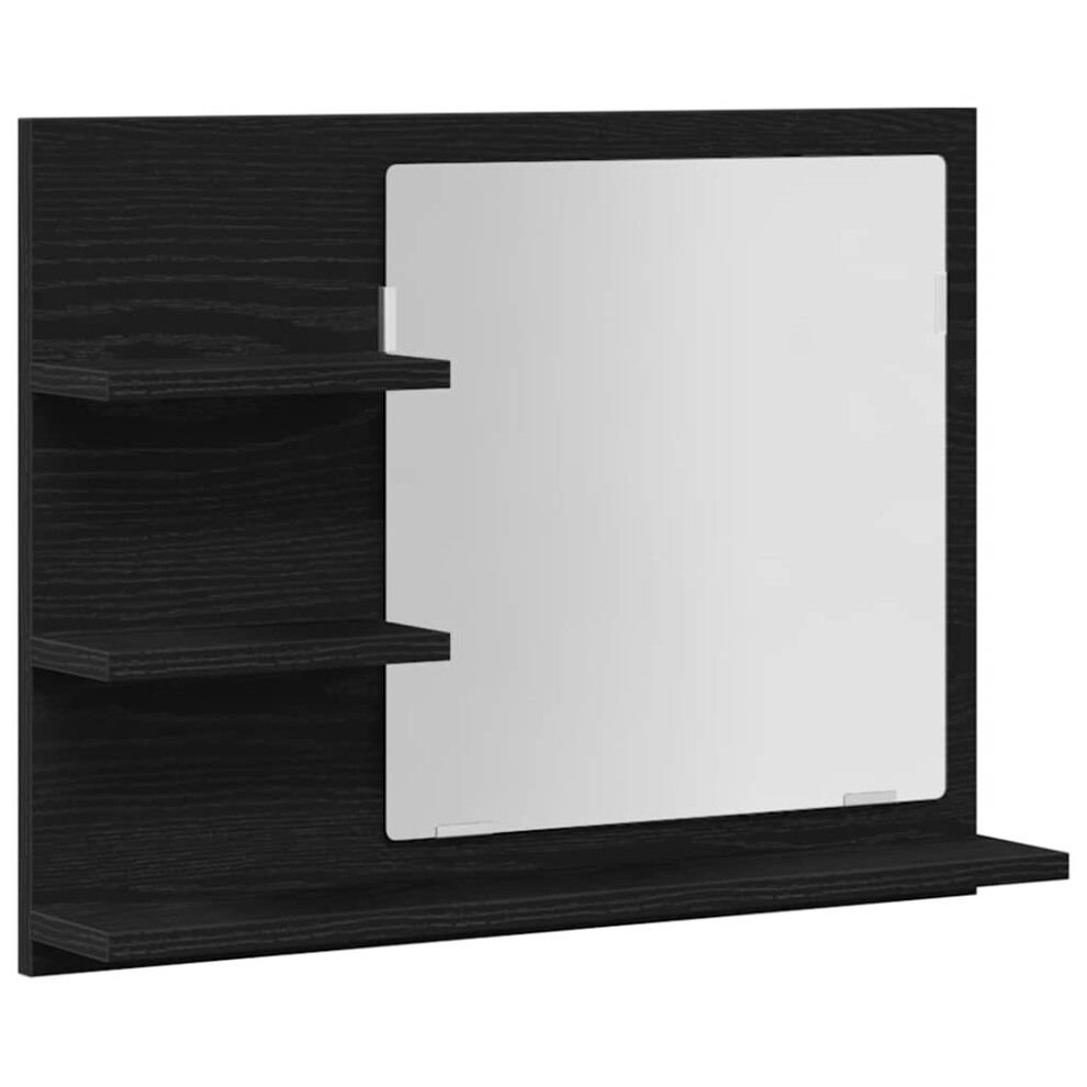 Vidaxl Bathroom Mirror Black Oak 60X10.5x45 Cm Engineered Wood Mirror