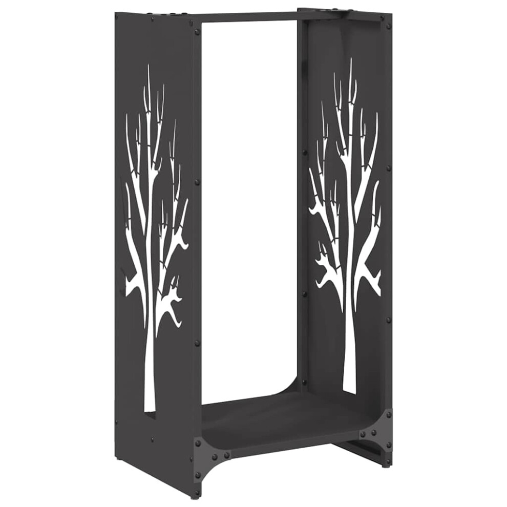 Vidaxl Firewood Rack 40X30x80 Cm Cold-Rolled Steel Fireplace Log Holder Black