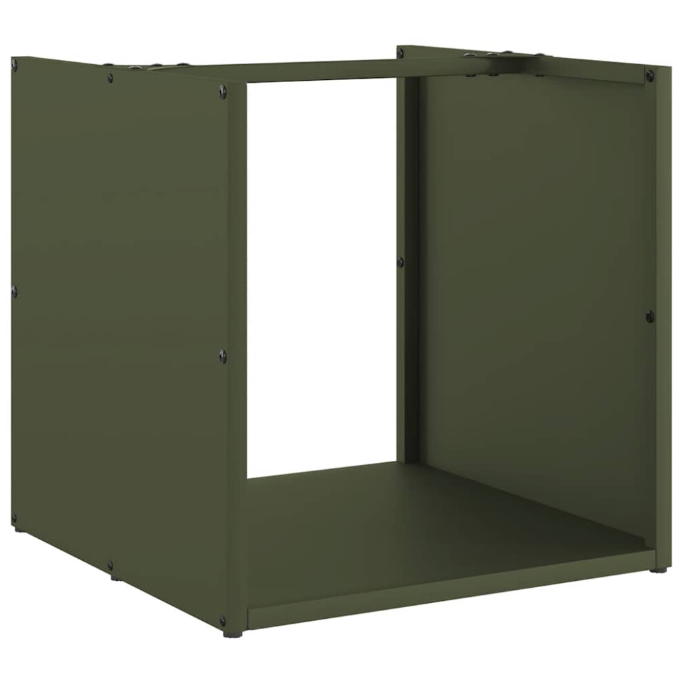 Vidaxl Firewood Rack Olive Green 40X40x40 Cm Cold-Rolled Steel