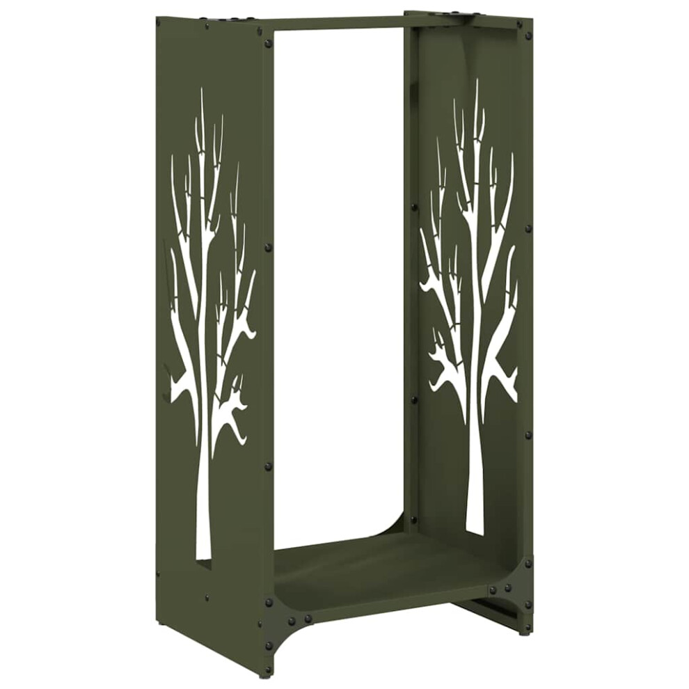 Vidaxl Firewood Rack Olive Green 40X30x80 Cm Cold-Rolled Steel