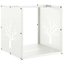 vidaXL Firewood Rack White 40x40x40 cm Cold-rolled steel fireplace log holder
