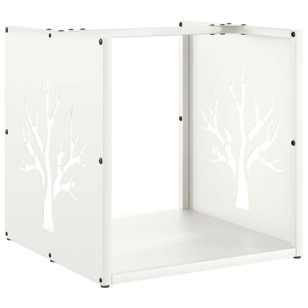 Vidaxl Firewood Rack 40X40x40 Cm Cold-Rolled Steel Fireplace Log Holder White